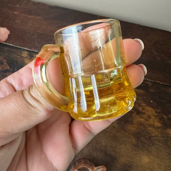 Federal Glass Vintage Miniature Set of 3 Mini Mug Shot Glasses toothpick holders - Picture 9 of 13